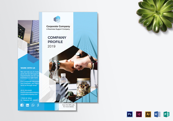 sample company profile bi fold brochure template