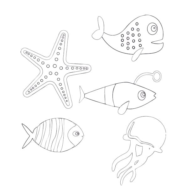 sea animals drawing coloring pages
