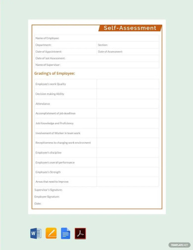 Self Assessment Template - 14+ Word, PDF Documents Download