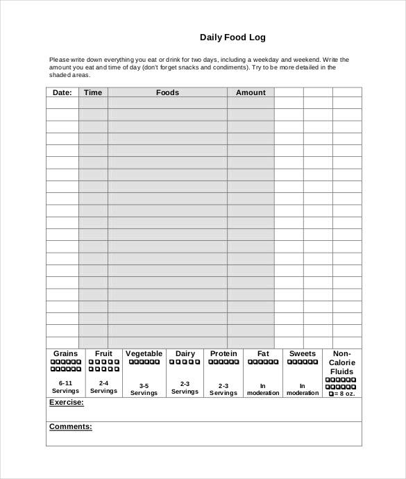 33+ Food Log Templates - DOC, PDF, Excel