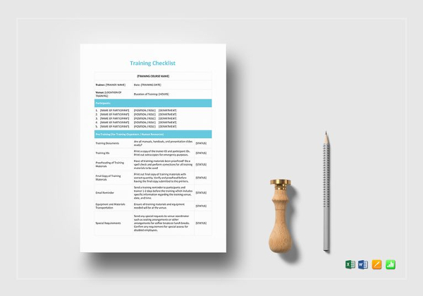 training checklist template