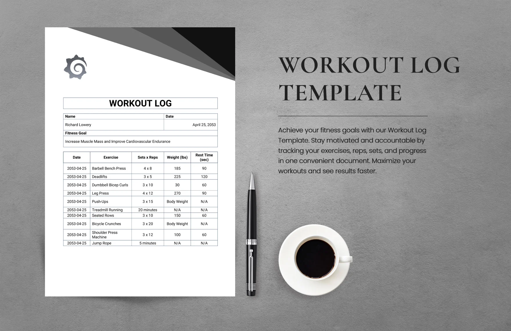 workout log template