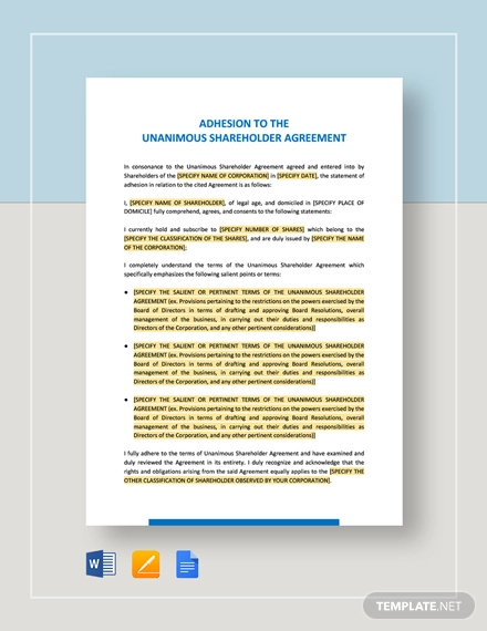 Image 6 for Unanimous Shareholder Agreement Template