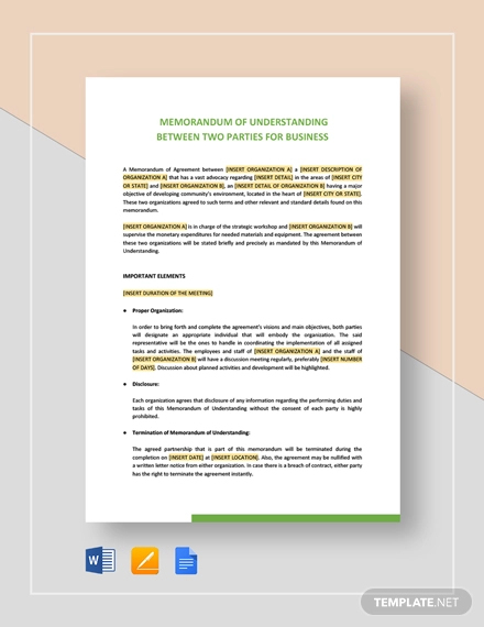 Memorandum of Understanding Template - 20+ Word, PDF, Google Docs ...