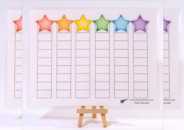 blank goal chart with piano stars