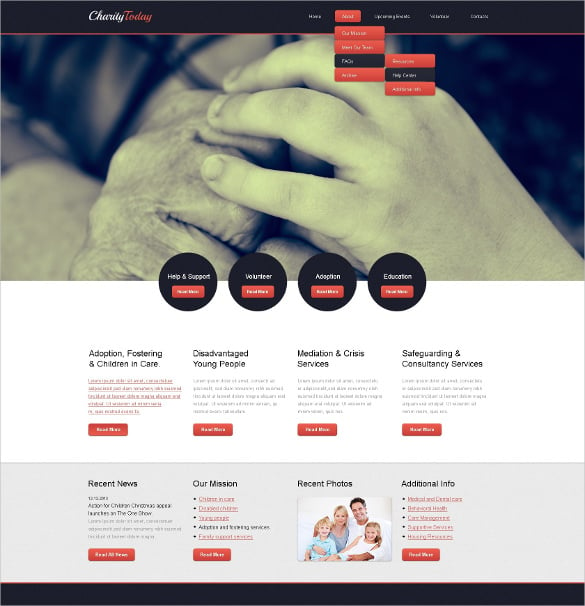 child charity responsive website bootstraptemplate