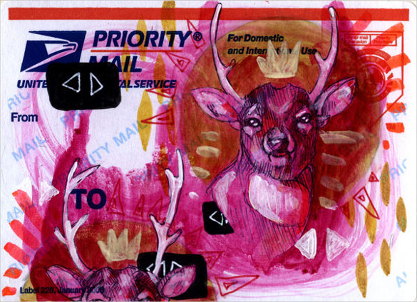 mailing label on pink deer template