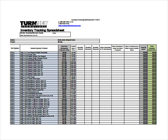 inventory tracking spreadsheet sample pdf template free download