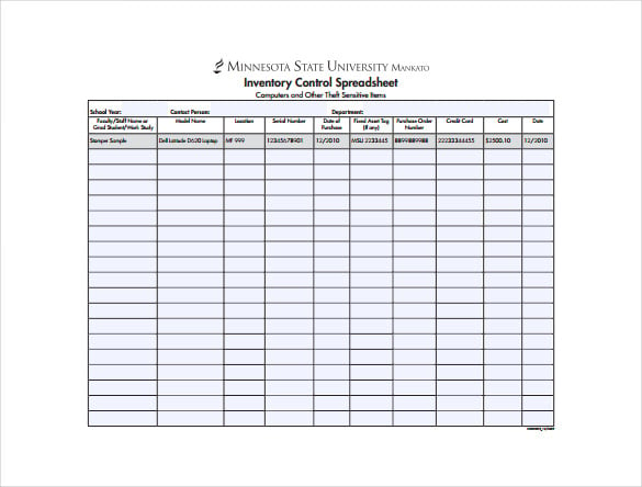 inventory control spreadsheet example template free download