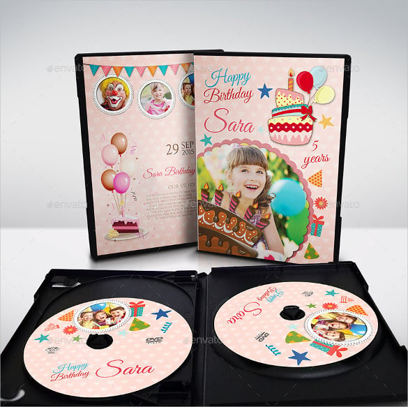 birthday party dvd cover and dvd label template