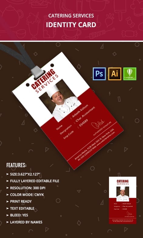 Catering Services Identity Card Template | Free & Premium Templates