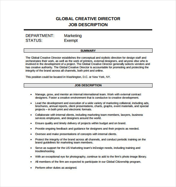 Creative director film job description