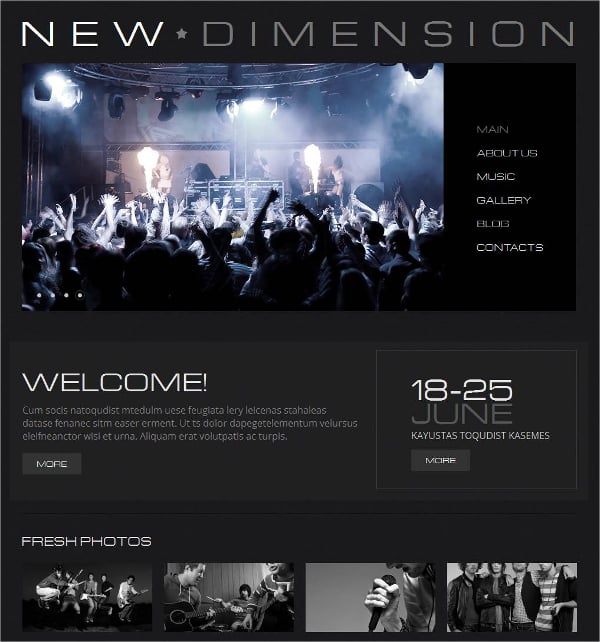 special music band moto cms html website template