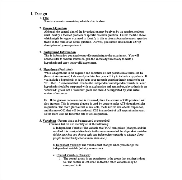 chemistry lab report results example