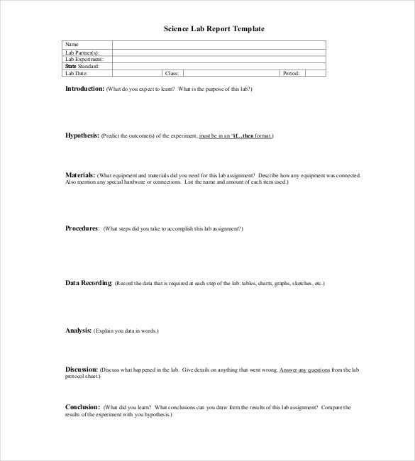 Scientific report template