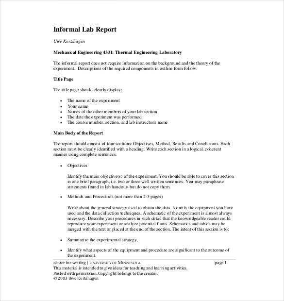 Physics lab report example