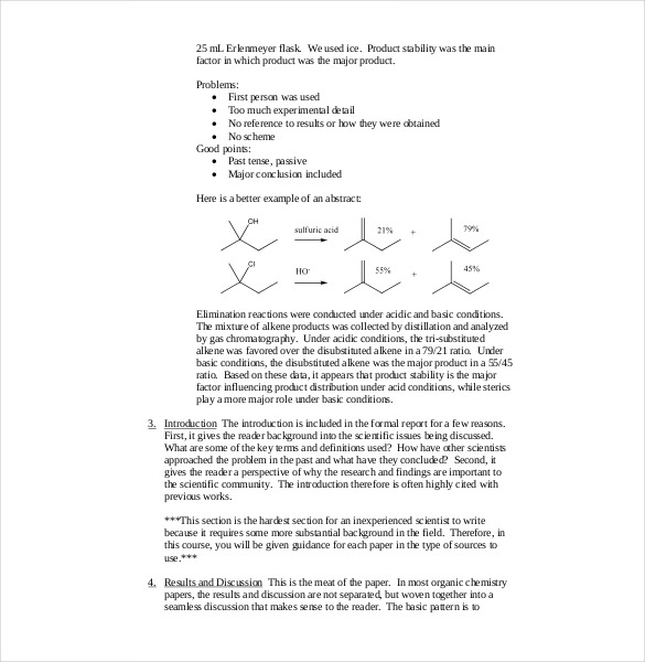 How to write an abstract in a lab report chemistry