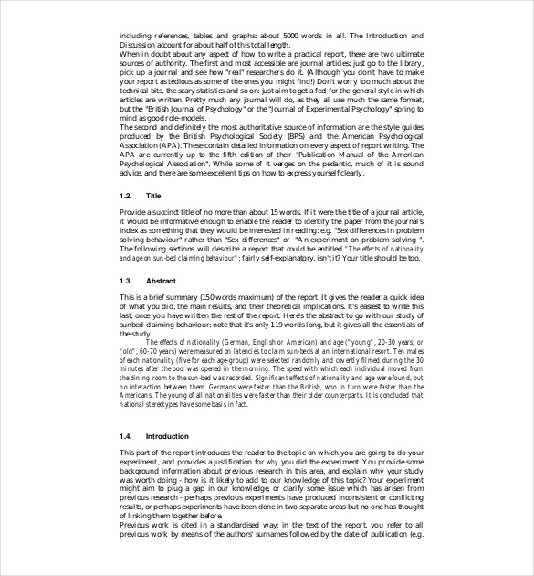 psychology lab report template