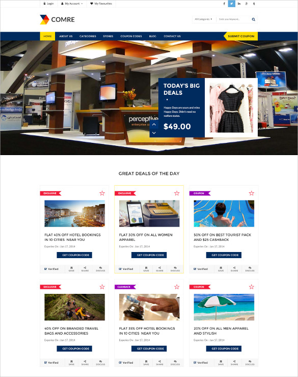 retail coupon offers html php template