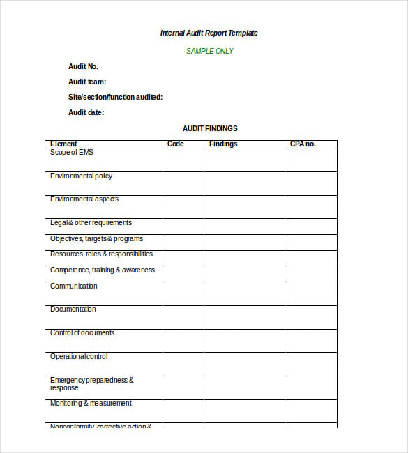 how to write an environmental audit report