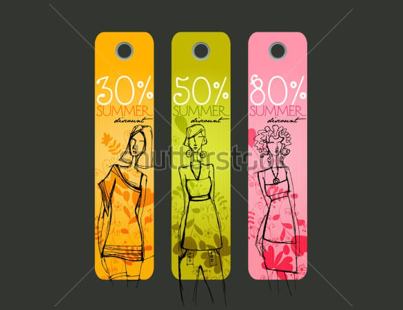 vector cute summer price tags with fashion girls and label