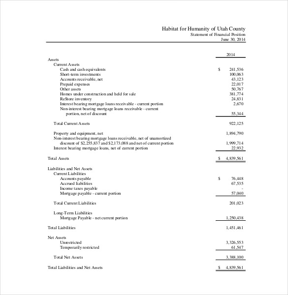 financial report template for nonprofit