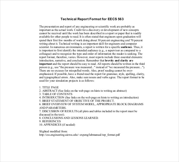 technical report format