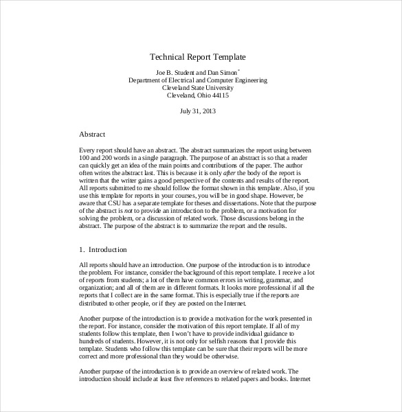 electrical and computer engineering technical report template