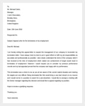 Job Termination Appeal Letter Template Word