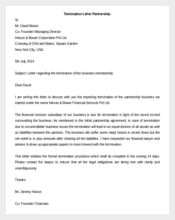 Letter Regarding the Termination of the Business