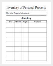 Jewelery Inventory Spreadsheet Sample PDF Template