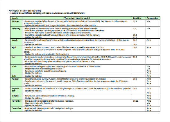 sales plan excel template