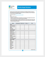 Blank Monthly Budget Spreadsheet PDF Format Free