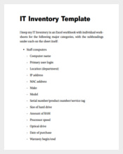 IT Inventory Spreadsheet Example PDF Template Free