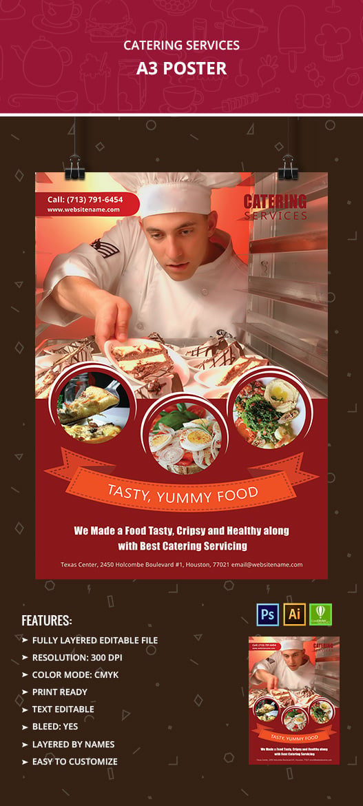 poster catering services posters template templates mockup
