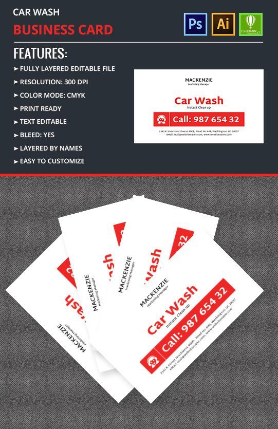 Car Wash Business Card Template