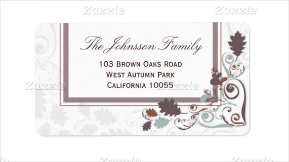 autumn leaves swirls holiday party example address label
