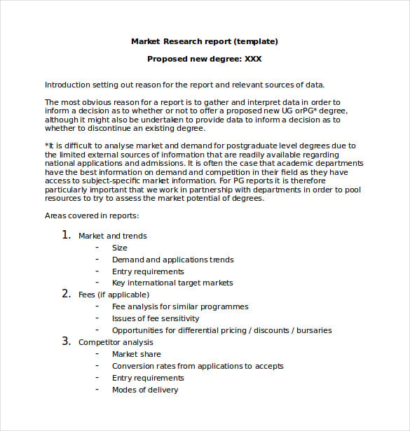 marketing research report word template free download