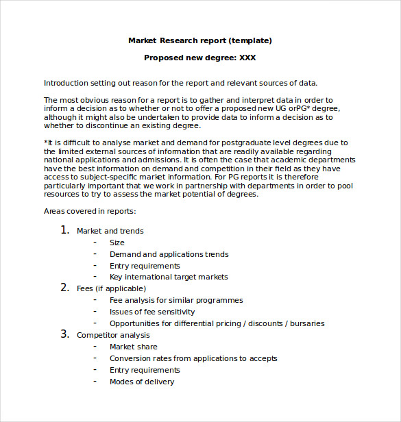 how to write a report on market research