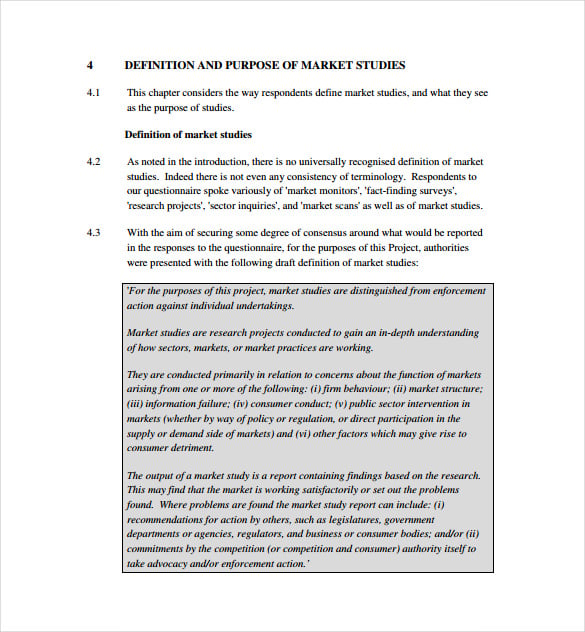 marketing studies project report pdf template free download 