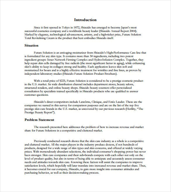 marketing research report template