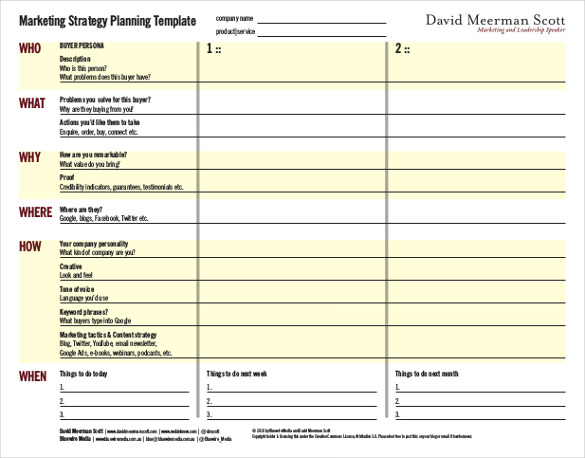 marketing strategy planning template