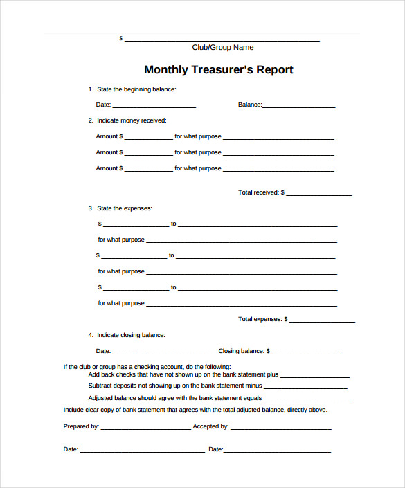 18 Treasurer Report Templates PDF Word