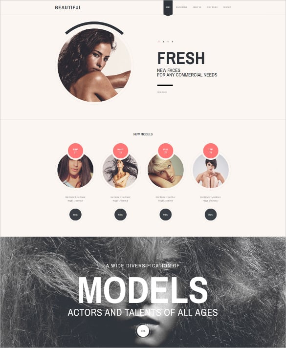 model agency responsive website template