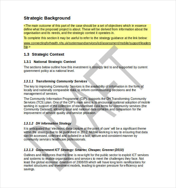 nhs mobile working business case word free download