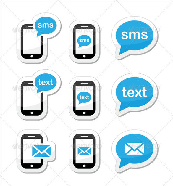 mobile sms text example message mail icons set as label