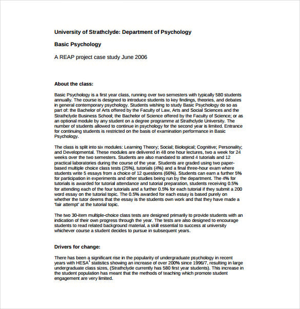 samples of case study papers in developmental psychology