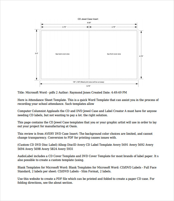 paper cd case pdf template free download