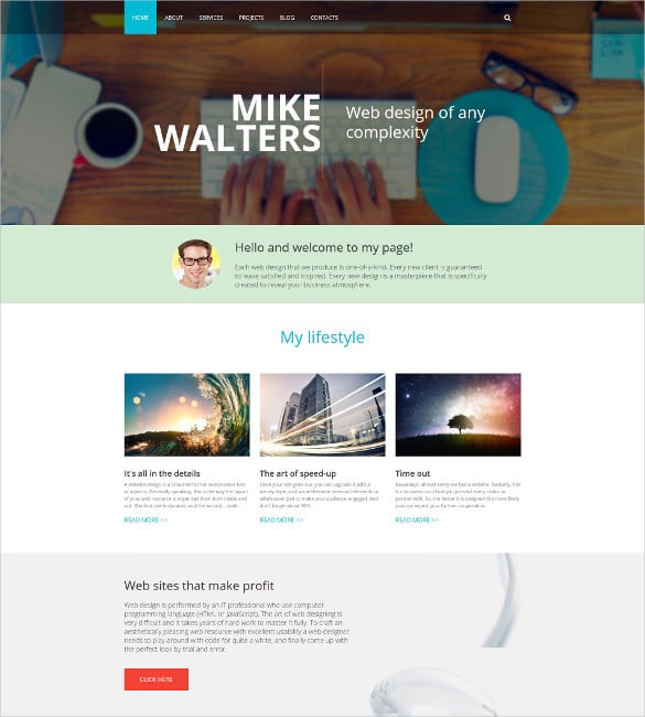 personal page drupal template