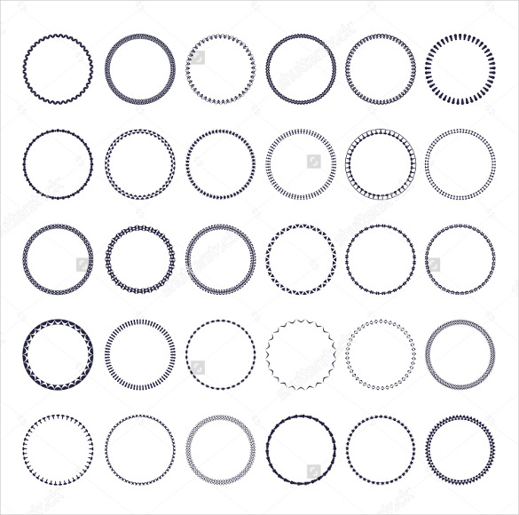 set of round and circular decorative patterns label